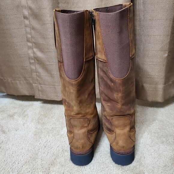 Timberland Graceyn Womens 7.5 Waterproof Tall Boot Side Zip Leather Distressed - Picture 8 of 14